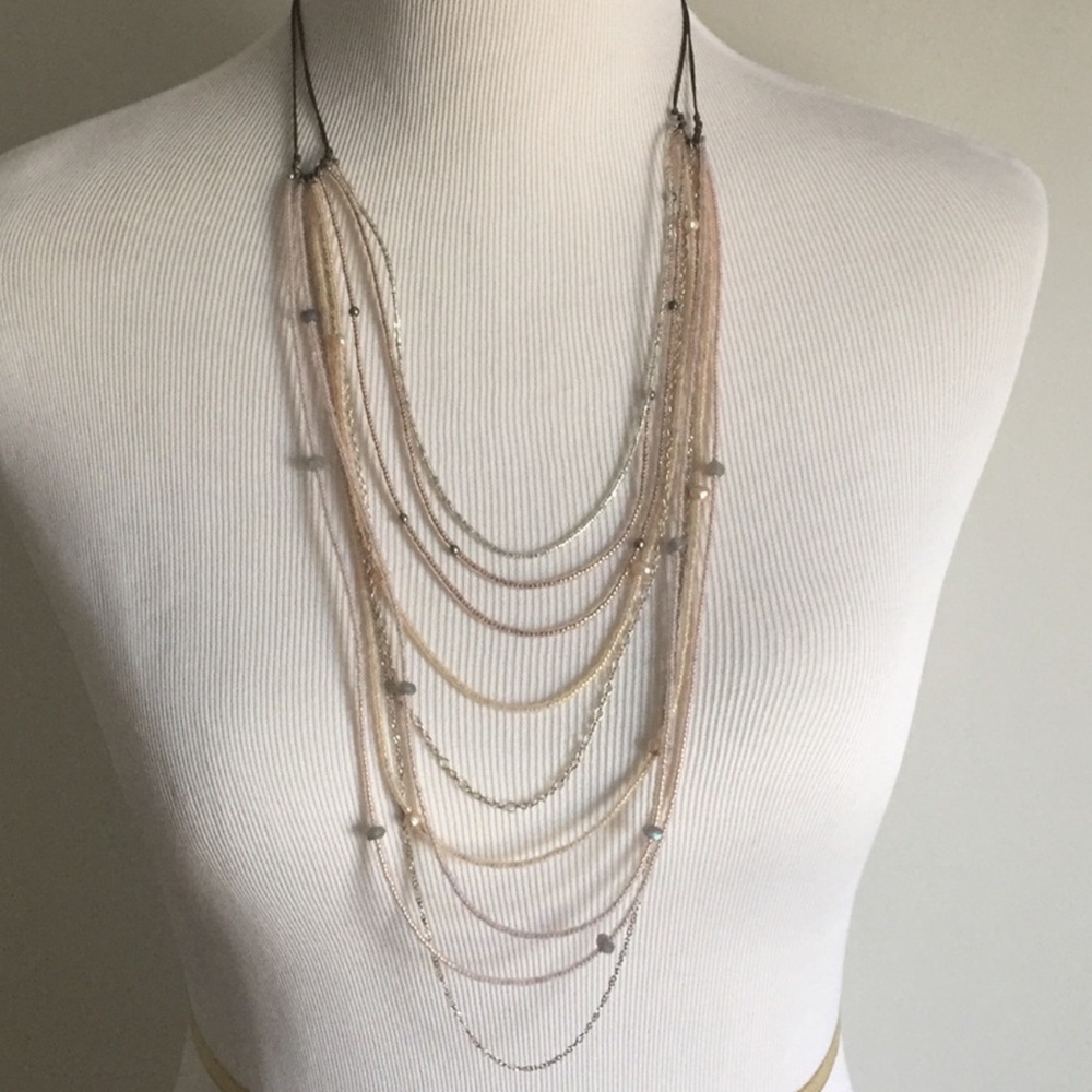 SILPADA Retired 24” Multi- strand necklace - rose, ivory and silver N2243